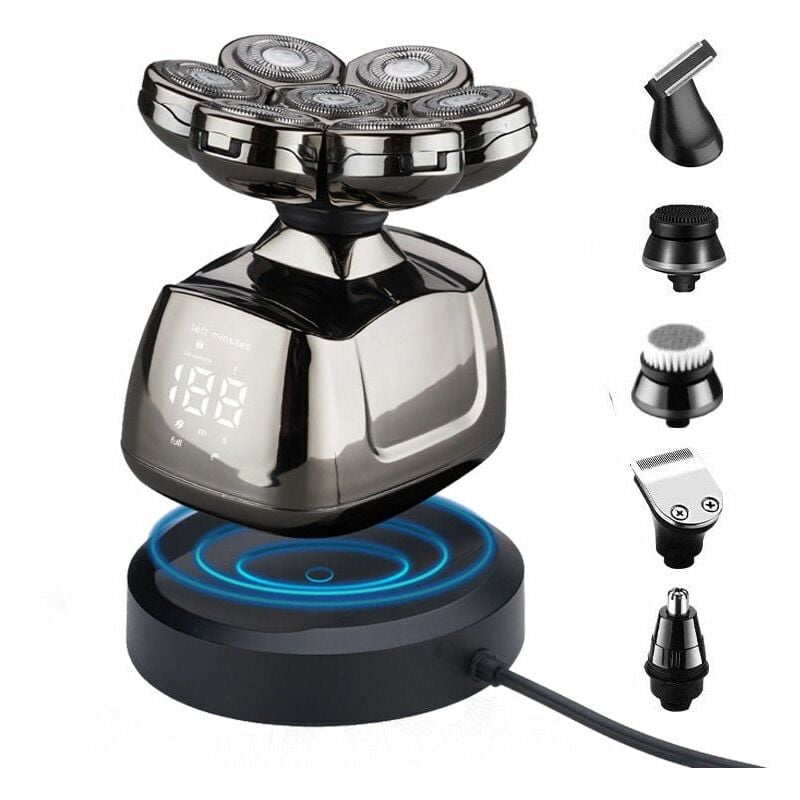 Rasoir Electriques Hommes, 6 in 1 Rasoirs à Têtes Rotatives 7D Tondeuse à Barbe rasoir rechargeable sans fil rasage - Forehill