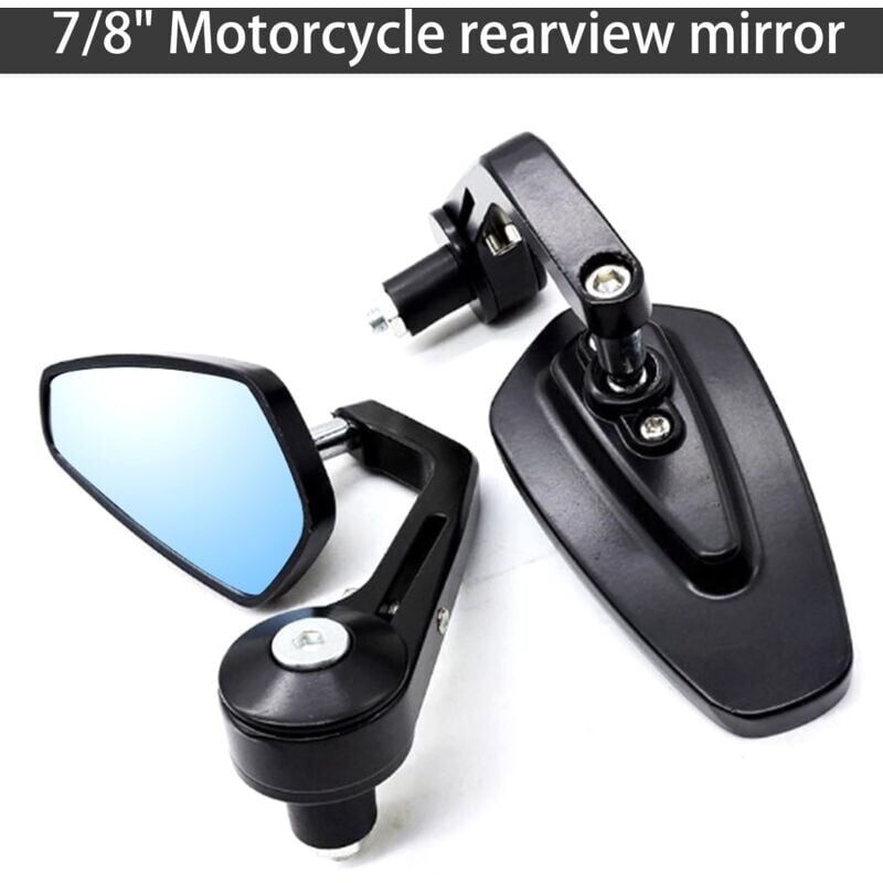 Rétroviseurs Moto 7/8' 22mm Retroviseur Moto Embout de Guidon Anti-Glare Retroviseur Latéraux Moto Yamaha Suzuki Kawasaki - Forehill