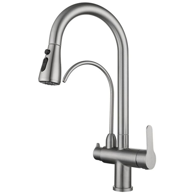 Forehill - Robinet Cuisine Extensible 3 Voies Robinet Mitigeur Evier en Inox 304 Rotatif à 360°