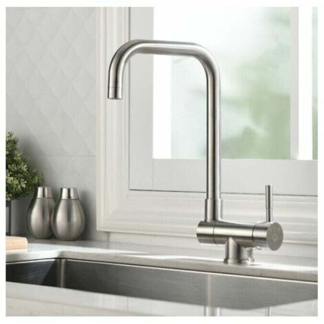 FOREHILL Robinet de Cuisine Rabattable , Mitigeur Evier Repliable en Acier Inoxydable devant Fenêtre, Robinet Évier Pivotant à 360º Brossé