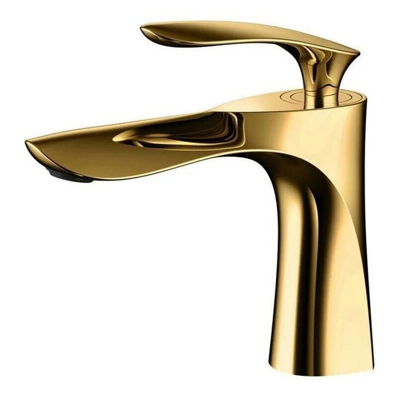 Forehill - Robinet de lavabo pour salle de bain Mitigeur en laiton Fini or chrome doré Mitigeur avec lavabo(avec tuyau)