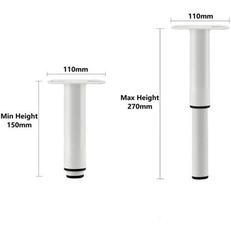 Forehill – Set mit 2 verstellbaren Bettbeinen (15–27 cm) – Hochwertiges Eisen mit rutschfester Nylonbasis – Für Lattenroste und Möbel