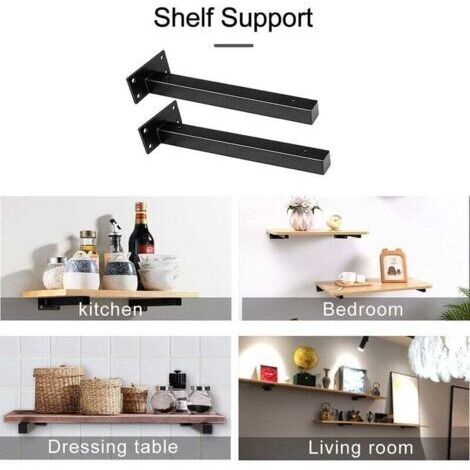 Forehill – Set mit 4 unsichtbaren Befestigungswinkeln 15 cm – Tragkraft bis zu 40 kg – Hochwertiges Eisen mit mattschwarzer Oberfläche – Für Wandregale