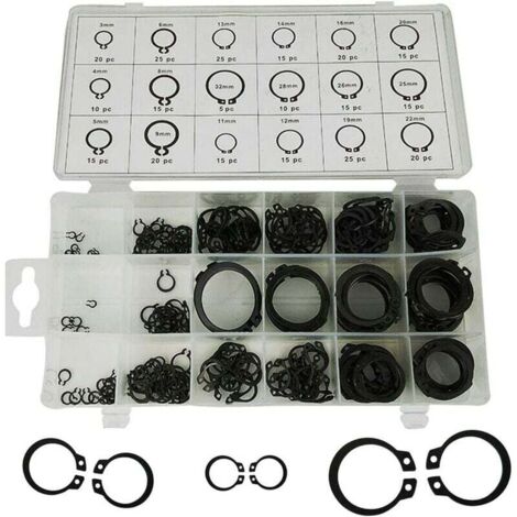 FOREHILL Sicherungsring-Sortimentbox, 300 Stück, 18 Größen