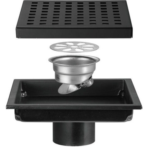 Forehill – Siphon de sol en acier inoxydable 15 cm – Grille carrée pour drainage efficace – Installation facile pour sols inégaux