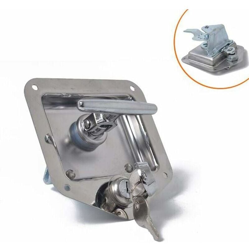 Forehill - t Forme Acier Inoxydable Remorque rv Voyage Serrure Anti-vol Boîte à Outils Poignée Serrure de Porte pour Caravane Camion Camp Motorhome
