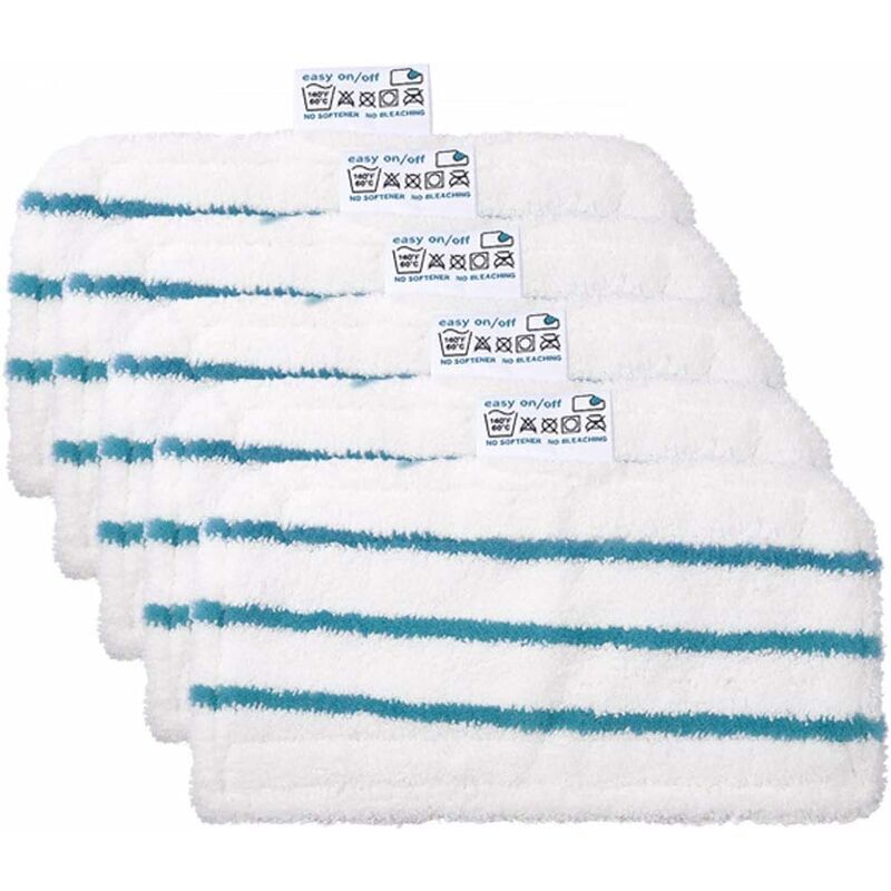 Tampon en microfibre lavable 5 pièces pour balai vapeur Black & Decker FSMH1321JMD, FSM1605, FSMH13151SM, FSM1616, FSM1630, FSMP20 - Forehill