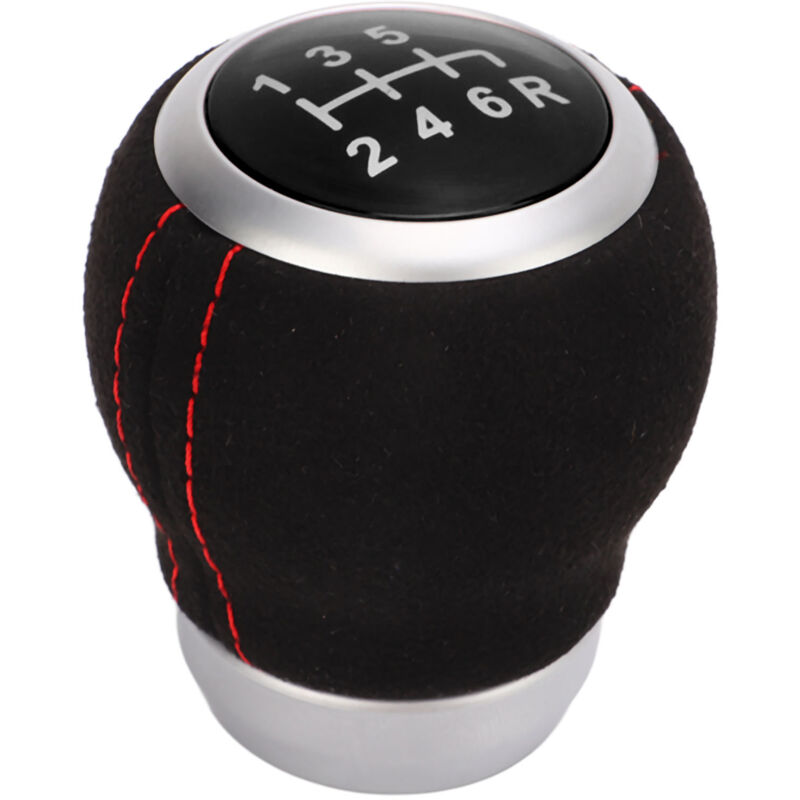 Forehill - Tête de changement de vitesse à 6 vitesses pour voiture, anneau argenté, remplacement ergonomique et résistant à l'usure pour Subaru Black