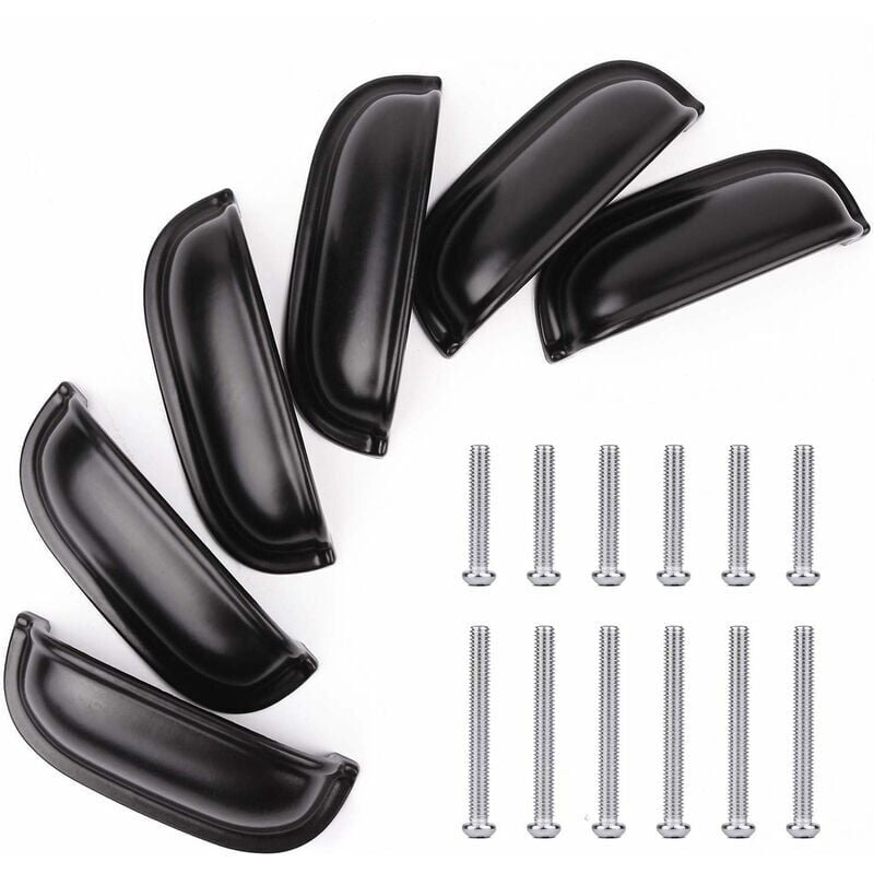 Tiroir coquille poignée étain poignée rétro 0146 sub noir 6pcs - Forehill
