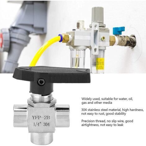 FOREHILL Vanne à Boisseau Sphérique 3 Voies, Robinet de Contrôle de Débit à Trois Voies en Acier Inoxydable BSPP 1/4