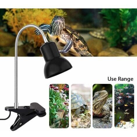 Forehill – Wärmelampe für Reptilien – 2 x 25W UVA/UVB-Lampen – 360° drehbare Klemmhalterung – Optimale Beleuchtung für Schildkröten und Amphibien