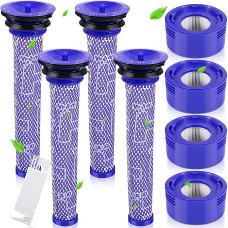 FOREHILLKit de Filtres pour Dyson V7/V8 Absolute Animal Motorhead Rechange Aspirateur,4 Pr-Filtres,4 Post-Filtres HEPA et 1 Brosse de Nettoyage,Rutilisables et Lavables,Pices 965661-01 et967478-01