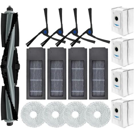 FOREHILLLot de 17 Accessoires de Rechange pour aspirateur Ecovacs Deebot X2 / X2 Omni / X2 Pro / DEX86, 1 Brosse Principale, 4 brosses latrales, 4 filtres HEPA, 4 Sacs poussire, 4 Chiffons