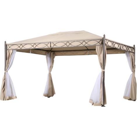 FORES - gazebo da giardino in acciaio completo di pareti