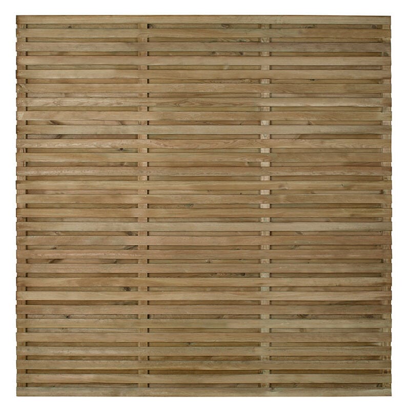 Forest 5'11' x 5'11' Pressure Treated Contemporary Double Slatted Fence Panel Pack(1.8m x 1.8m)