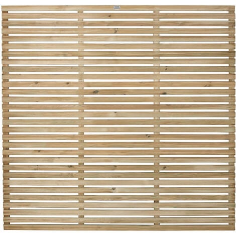 main image of "Forest 5'11" x 5'11" Pressure Treated Contemporary Slatted Fence Panel (1.8m x 1.8m)"