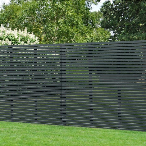 Forest 6' x 6' Contemporary Grey Slatted Fence Panel (1.8m x 1.8m) - Dip treated