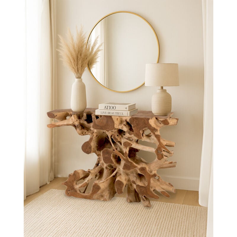 Uniqka - Forest - Console en bois massif de teck 121 cm