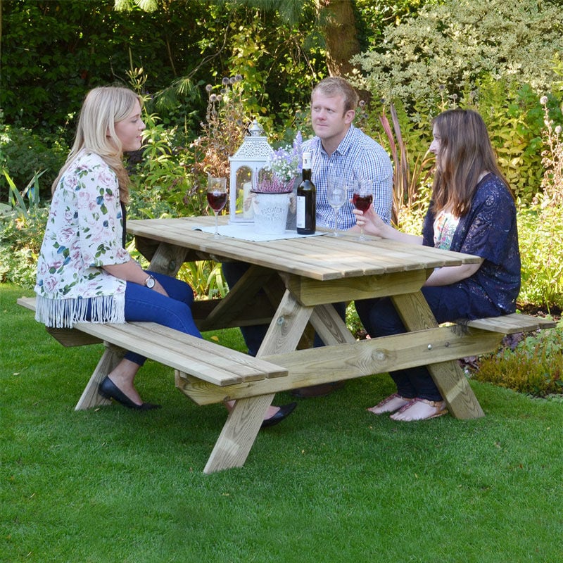 Forest Garden - Forest Small Rectangular Wooden Garden Picnic Table 5'x5' (1.5x1.5m)