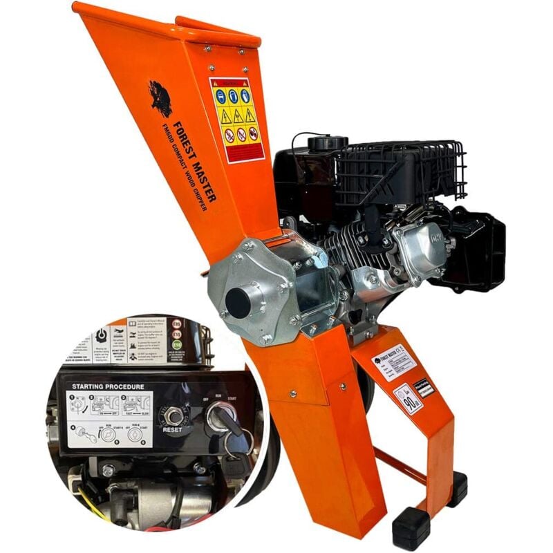 Forest Master - Broyeur à bois à essence à démarrage électrique – Compact 6 cv FM6DDES