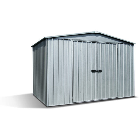 FOREST STYLE - Cobertizo de Jardín de Metal Fraser 10,9 m² (3,10 x 3,76 x 2,06 m) – Sistema de Montaje por Clip – Acero Galvanizado – Resistente a los Rayos UV – Estructura Reforzada
