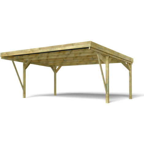 FOREST STYLE - Cochera Doble Victor Design 30,9 m² (6,02 x 5,11 x 2,52 m) – Madera de Pino Tratada – Techo de Policarbonato – Aparcamiento Cubierto para 2 Coches – Diseño Moderno y Resistente