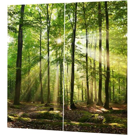 Forest Sunlight décors d'impression d'ombrage Rideaux, Misty