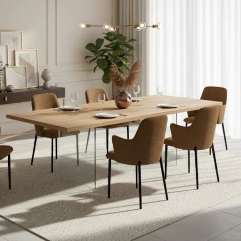 Forest, Tavolo fisso con top Impiallacciato Rovere naturale (100cm X 200cm H. 76cm) Made in Italy  Duzzle