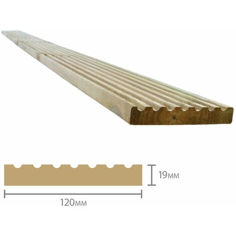 Forest Treated Softwood Deck Board 19mm x 120mm x 2.4m Pack of 10