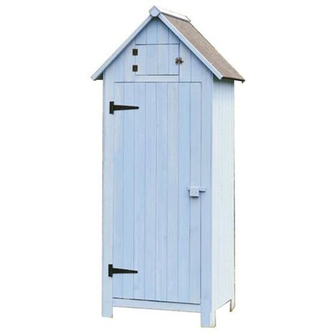 Foresta – Armoire de jardin en bois 1,79 m – 3 étagères de rangement – Résistante aux intempéries – Couleur bleue ou blanche – 0,28 m²