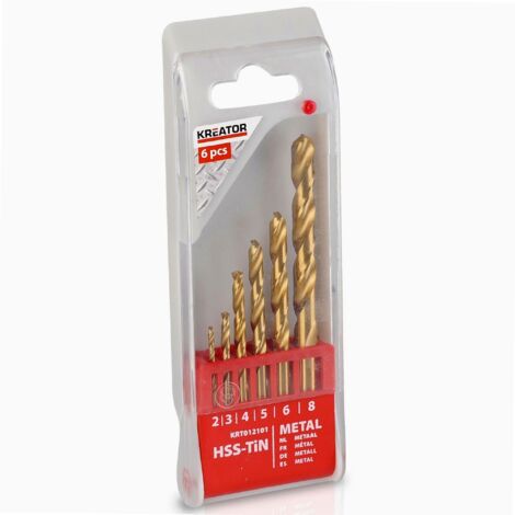 Foresta in metallo HSS Titanio Kreator x6Set di 6 punte HSS-Tin