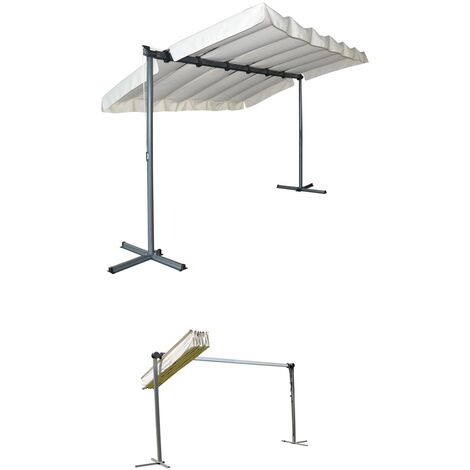 Foresta – Pergola marquise 3.60x2.50m gris anthracite – Toile polyester 200 gr/m² – Système coulissant – Protection 9 m² pour terrasse et piscine