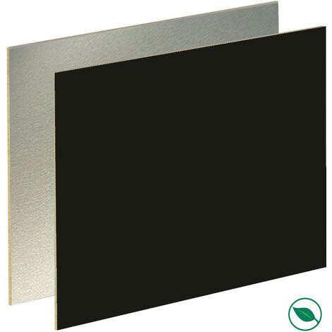 Forestea – Crédence cuisine stratifiée HPL réversible aluminium/noir mat 3000 x 640 x 13,4 mm – Résistante à la chaleur et aux rayures – Label FSC