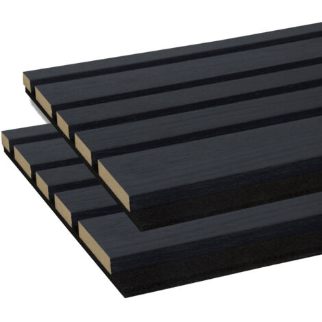 Forestea – Lot de 2 panneaux acoustiques MDF décor chêne lave – Dimensions 2600 x 300 x 17 mm – Surface 1,56 m² – Installation facile mur ou plafond