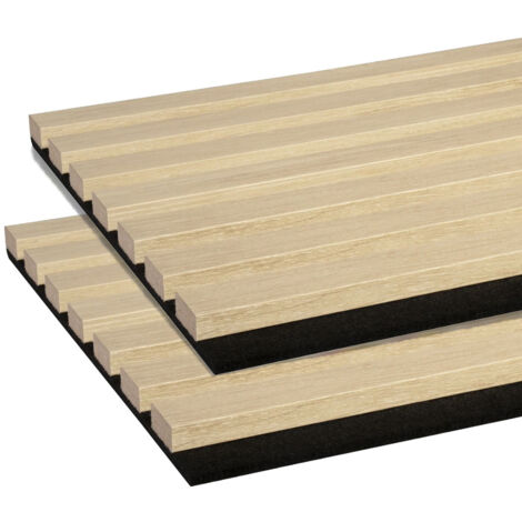 Forestea – Lot de 2 panneaux acoustiques décoratifs chêne clair sur feutrine noire – Dimensions 2600 x 300 x 17 mm – Label PEFC 70% – Facile à poser