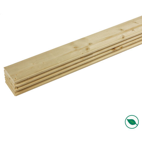 Forestea – Lot de 4 lames à volet sapin brut raboté 2400 x 90 x 26 mm – Label PEFC 70% – Usinage pour volets et portes personnalisées