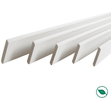 Forestea – Pack de 5 plinthes médium (MDF) blanches bord arrondi 2000 x 95 x 9 mm – Label PEFC 70% – Pour finitions impeccables