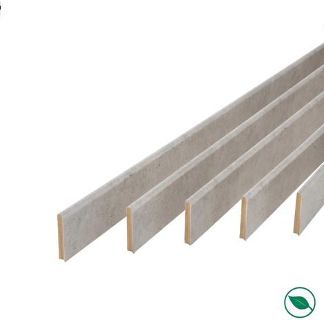 Forestea – Pack de 5 plinthes médium mdf revêtues béton – Bord arrondi – Dimensions 2000 x 68 x 9 mm – Label PEFC 75%