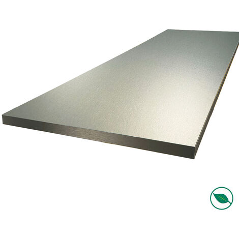 Forestea – Plan de travail stratifié HPL aluminium 2000 x 650 x 38 mm FSC – Résistant aux rayures et à la chaleur – Finition 1 face + 3 chants