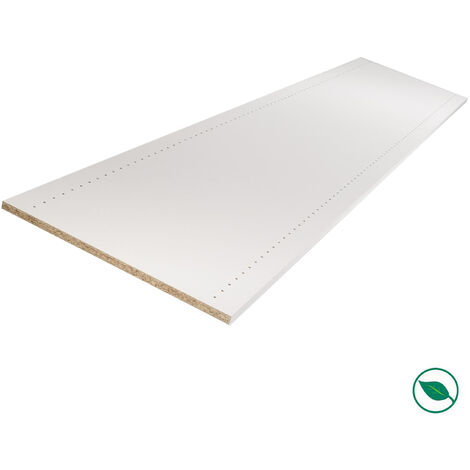 Forestea – Tablette mélaminée blanche prépercée 2500 x 500 x 18 mm – Épaisseur 18 mm – Compatible supports standards – Pour dressings et étagères