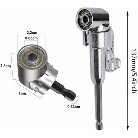 Foret à Angle Droitet, 1pc 30cm d'arbre Flexible Visseuse kit Renvoi d'Angle de 105 Degrés Magnétique Changement Rapide Hex 6mm de 1/4- inch Perceuse Electrique Acce (1PCS Court + 1PCS Longue)