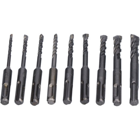 Foret à Béton Carbure pour Marteau Perforateur, 4‑12mm x 110mm, Set de Forets pour Pierre et Brique