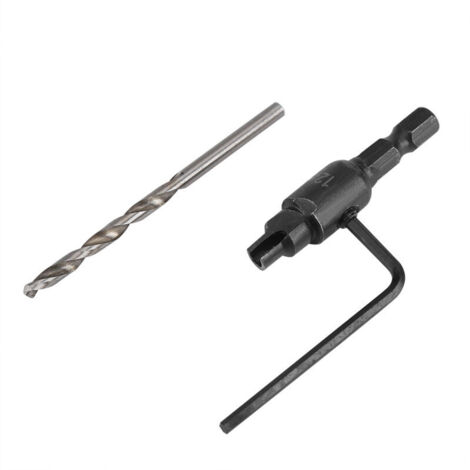 Foret à chanfreiner HSS 1/4" pour bois, changement rapide, tailles 6 8 10 12, outil de menuiserie professionnel.