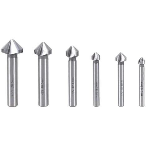 Foret à Fraiser 6 Pièces Fraise Metal Fraisoir Bois HSS Fraise à Chanfreiner 90 Degrés Fraise à Chanfreiner Metaux Chanfreiner Outil pour DIY Home et General Construction