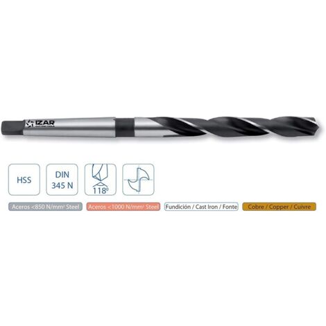 Foret Métal 2 Lèvres – Diamètre 50 Mm – Queue CM4 – Longueur Utile 180 Mm – Pour Perceuse à Colonne & Perceuse Robustes