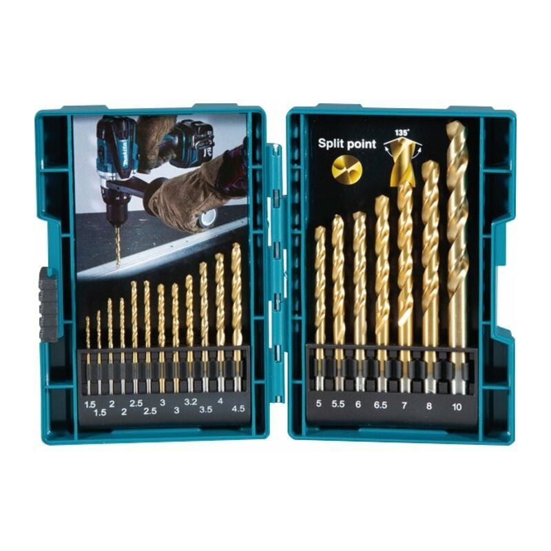 Makita - Coffret de 19 Forets à métaux B-67795 - HSS-Tin