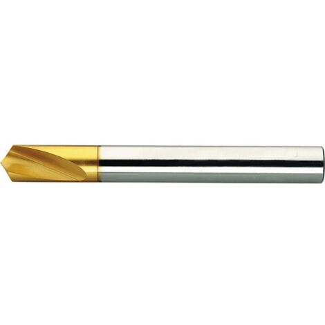 Foret à pointer CN, à queue cylindrique, 120°, en acier à coupe rapide à 5 % de cobalt, DIN 1835-B, surface avec revêtement TiN, Ø h8 : 6 mm