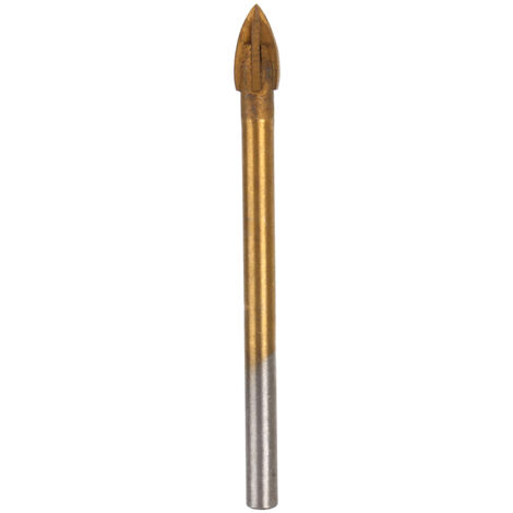 Foret à verre en carbure de tungstène 6mm revêtu titane - 4 arêtes tranchantes pour perçage précis - Pointe lance professionnelle
