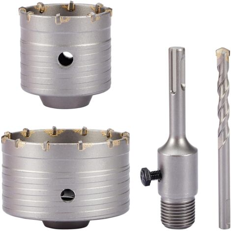Foret Beton 68mm, Scie Cloche Beton 100mm, Foret à Sec avec Tête de Meulage YG8, M22 Trépan Béton avec Queue Ronde 110mm SDS Plus, Kit Scie Cloche Carbure