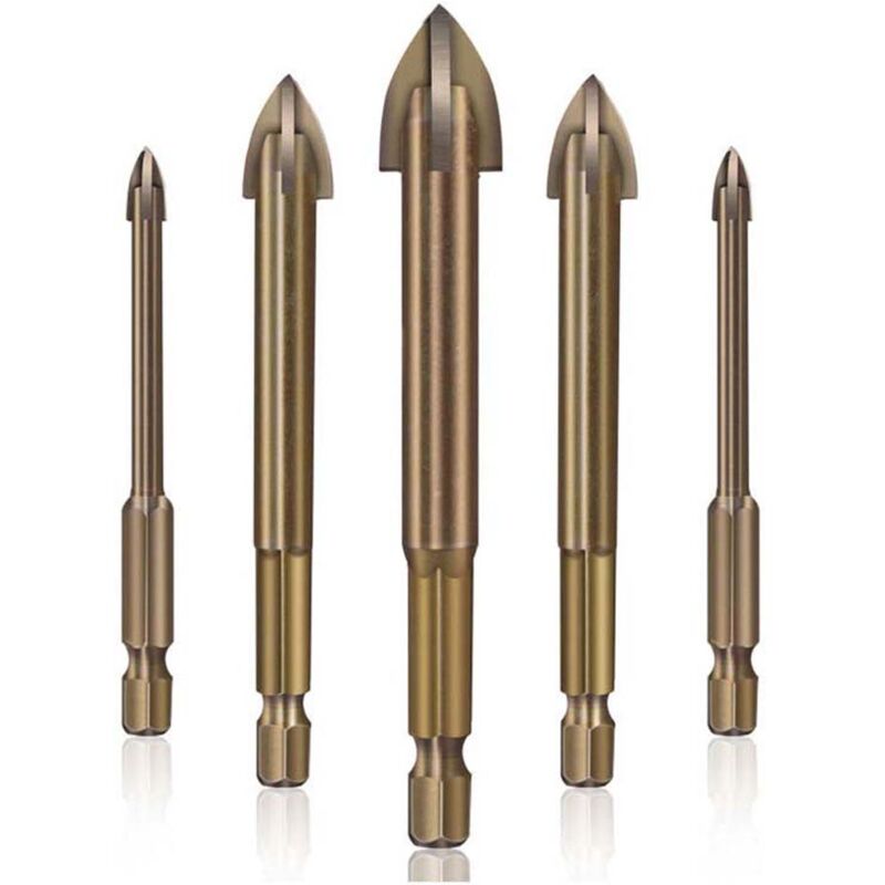 Ulisem - Foret Carrelage Verre Ceramique betterlife,Outil de perçage Universel Efficace,forets multifonctionnels en carbure cémenté en Croix,5 forets